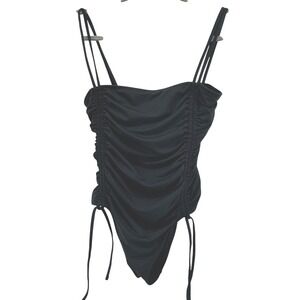 Carve Designs One Piece Swimsuit Womens Medium Black Ruched Adjustable Side Ties